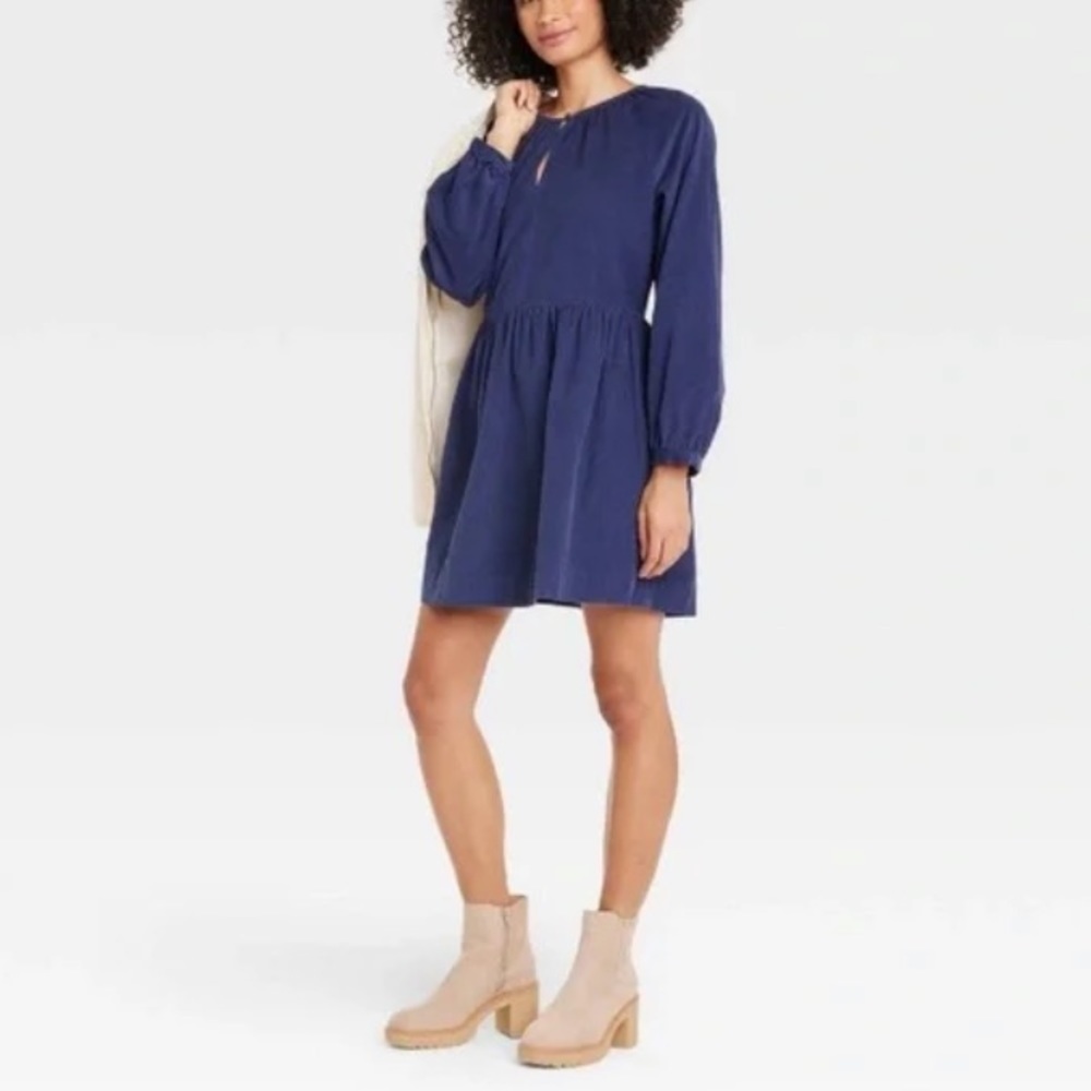 (XL)- Universal Thread Women's Balloon Long Sleeve Corduroy Shift Dress